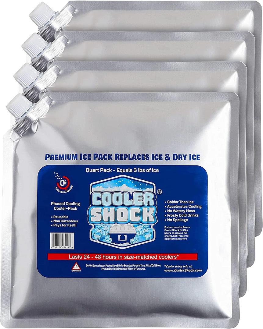 Cooler Shock Reusable Ice Packs for Cooler - Long Lasting Cold Freezer Packs for Coolers and Lunch Boxes - Cooler Ice Packs for Camping Gear, Fishing, Road Trips, Beach Must Haves, Pack of 1 