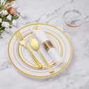 Goodluck 50 Pack Pre Rolled Gold Plastic Silverware, Wrapped Plastic Cutlery Set with Napkin Include 50 Forks, 50 Knives, 50 Spoons and 50 Napkins, Fancy Disposable Silverware for Party, Wedding