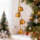 2 x Vintage Gold Metal Bells with Jute Hanging Rope, Decorative Cow Chimes for Weddings, Parties, Christmas Wreaths & Home Dcor  Handmade Iron Bells Set