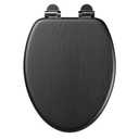 Elongated Black Slow Close Toilet Seat Support 400 lbs, Heavy Duty Wood Toilet Seat with Wood Veneer, Soft Close Lid with Chrome Hinges, Grip-Tight Bumpers, Easy Clean, Easy Install