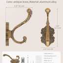 Vintage Coat Hooks Wall Mount, Unique Heavy Duty Wall Hooks for Hanging Towel Key Purse Hat Robe Clothes Decorative Hook for Bathroom Shower Closet Entryway Antique Brass 3 Pack