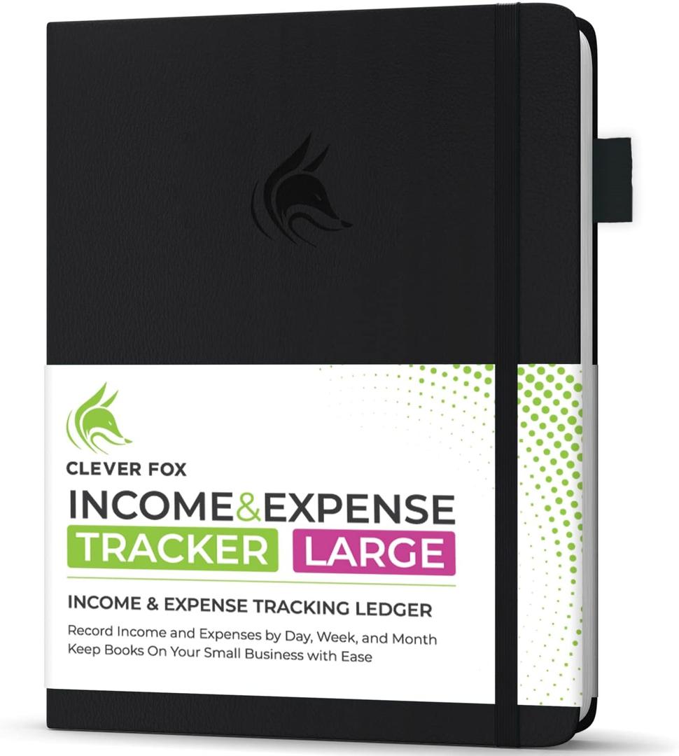 Clever Fox Income & Expense Tracker Large  Accounting & Bookkeeping Ledger Book for Small Business  2-Year Record Notebook, A4 (Black) (A4 (8.5 x 11))