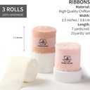 DORIS HOME Frayed Edge Chiffon Ribbon Pink & Cream 1.5 Inch x 21 Yd | Handmade Fringe Fabric Ribbon for Gift Wrapping/Wedding Decor/Bridal Bouquets/Bows/Crafts/Party Styling/Holiday Decoration