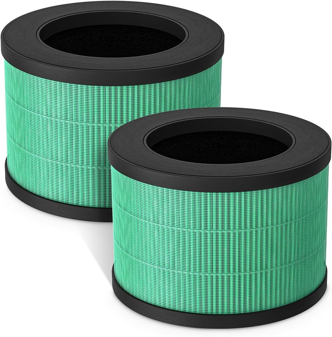 Fil-fresh 2-Pack MK01 & MK06 Replacement Filter, Compatible with AROEVE MK01 & MK06, ToLife TZ-K1, Kloudi DH-JH01 Air Purifier, 4-in-1 H13 True HEPA & Activated Carbon, Pet Dander Version (Green)