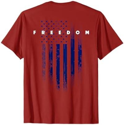 On Back USA Patriotic Pride Grunge American Flag Freedom T-Shirt, 2XL