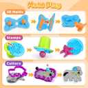 VConejo Dough Tools Play Sets for Kids, 37pcs Clay and Dough Accessories with Storage Container, Mat, Cutters, Rolling Pins, Safety Scissors, Stamps, Animal and 3D Dino Makers for Boys Girls