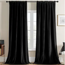 NICETOWN Black Velvet Blackout Curtains 96 inch Long for Living Room and Bedroom, Thermal Luxury Solid Heavy Rod Pocket Drapes/Window Treatments for Hall, Theater (2 Pieces, 52 W)