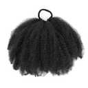 Kid's Summer 1Pack Afro Puff Bun 4A/4B/4C Afro Kinky Curly Coily Natural Hairstyle For Black Women Synthetic Short Hair Extension Ponytail (Natural Black, Afro-8inch)