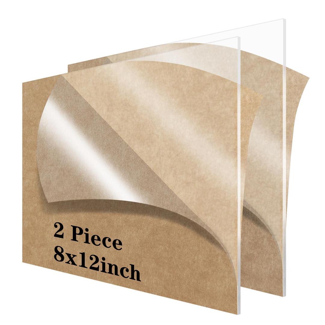 8 x 12 Acrylic Sheet 1/8 inch Thick 3mm 2 Pack Clear Plexiglass Sheets,for Sign,Craft,Painting,Laser Cutting,DIY Display Projects