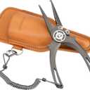 Gomexus Titanium Fishing Pliers 7.5'' with Side Cutters, Lanyard & Leather Sheath, Never Rust Hook Remover, Saltwater Resistant, Inshore & Nearshore Fishing (Split Ring Nose, 7.5 INCHS)