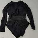 YATEEN Womens Athletic Training Swimsuit Long Sleeve Rashguard (Small, #16 Black)