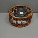 Kate Newborn Photography Props Rattan Circular Basket Handcrafted Bed Mini Doll Bed with Boho Woven Blanket and Stretch Wrap for Baby Photography Posing Props Photoshoot