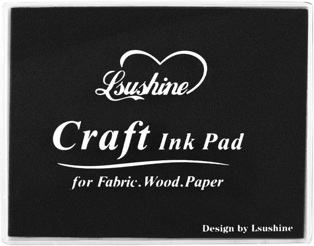 Lsushine Craft Ink Pad Stamps, DIY for Paper, Scrapbooking, Wood Fabric,Finger Ink Pads for Kids(Black-2)