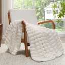 BEDELITE Faux Fur Cream Throw Blanket for Couch - Super Soft & Cozy Plush Striped Blanket for Sofa and Room Decor, Luxury Fluffy All-Season Blankets Gift for Women, Men, Mom, Dad, 50x60 inch, Cream