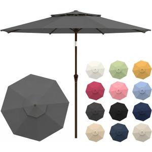 11FT Patio Umbrella, 2 Tier Outdoor Table Umbrella, Large Vented Market Umbrellas with Crank Lift, 8 Sturdy Ribs for Backyard, Deck, Pool, UPF50+ UV Protection