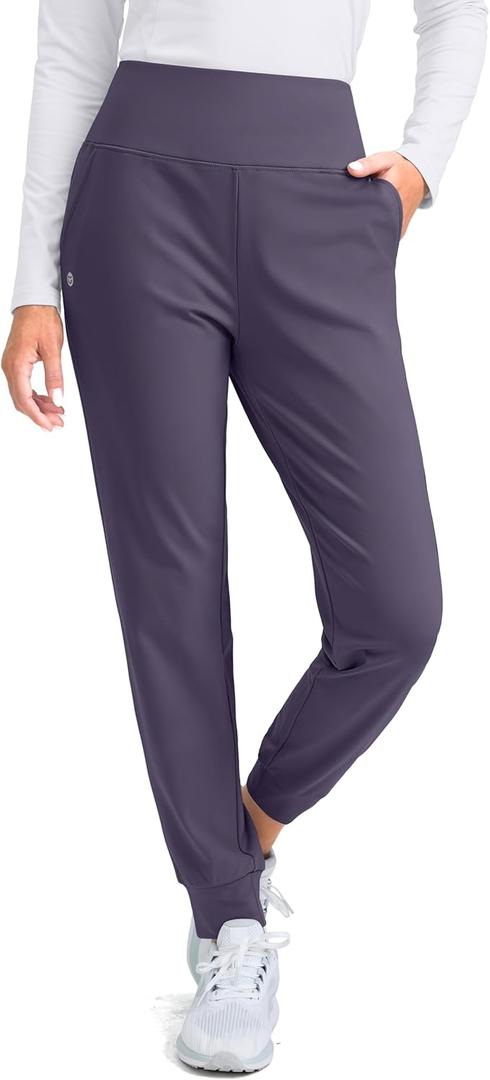 G GRADUAL Women's Fleece Lined Joggers High Waisted Water Resistant Thermal Hiking Pants Cold Weather Sweatpants with Pockets(Vintage Purple, S)