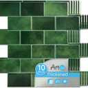 Art3d Peel and Stick Green Wall Tiles  12"x12" Thicker Design Backsplash, Self-Adhesive Tile for Kitchen & Bathroom Renovation