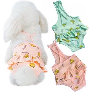 2 Pieces Dog Diaper with Suspender Washable Sanitary Pantie Reusable Puppy Sanitary Pants Cute Pet Underwear Diapers Jumpsuits for Small Female Dogs Girl in Heat Period (M) (M(5-7LB))