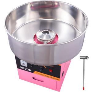 VEVOR Electric Cotton Candy Machine, 1000W Commercial Floss Maker w/Stainless Steel Bowl, Sugar Scoop and Drawer, Perfect for Home, Carnival, Kids Birthday, Family Party, Pink