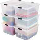IRIS USA 6-Pack High-Capacity Clip Box with Latching Lids, 32 Quart Craft Storage Bins, Art & Writing Supply Containers for Home, Office & Classroom Organization