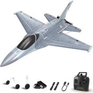 volantexrc 4CH RC Plane 2.4GHz Jet F-16 Fighting Falcon RC Airplane Fighter Ready to Fly with Xpilot Stabilizer System, One Key Aerobatic Perfect for Adults Gray