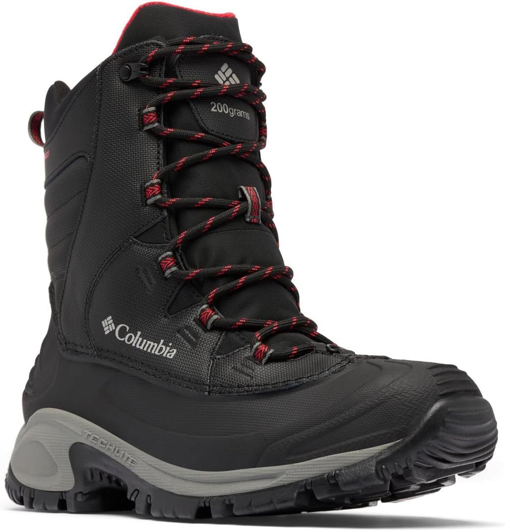 Columbia Mens Bugaboot III Waterproof Snow Boot, Black/ Bright Red, 11