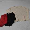 Real Essentials 4 Pack: Women's Cotton Short Sleeve Crop Top – Cropped Casual Crew Neck T-Shirts (Plus Size) Set 4, M