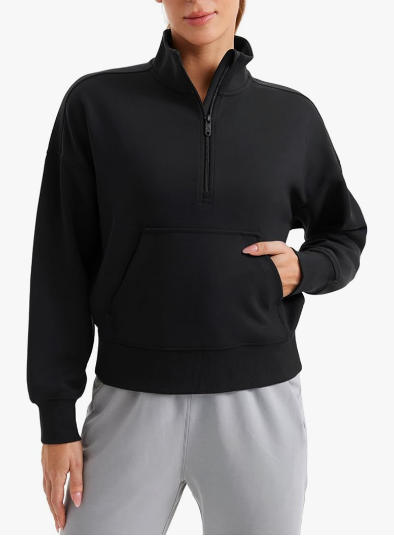 Bhome Maternity Sweatshirt Half Zip Active Maternity Shirt Long Sleeve with Thumbholes and Pockets Maternity Pullover