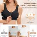 BRABIC Zip Front Closure Mastectomy Bras for Women Post Surgery Compression Everyday Surgical Wireless Wide Adjustable Straps(Black, X-Large) (Black, XL)