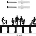 Myartte Zinc Alloy Key Organizer Rack with Screws and Stickers - Wall Decorative Key Hooks for Entryway, Kitchen, Bedroom (Family key holder black)