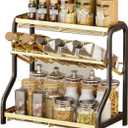 Spice shelf, 3-tier Seasoning Storage Rack Kitchen Countertop Multifuctional Storage Holder Stainless Steel,kitchen(Blackgold)