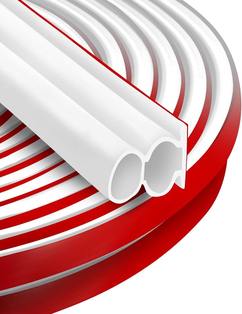 40 Feet Rubber Weather Stripping Door Seal Large Gap, Extra Thick Self-Adhesive D-Shaped Door Weather Stripping Seal Strip for Door Frame Door Insulation Strip Soundproofing (White)