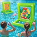 Pool Toys for Kids & Adults, 2-in-1 Dart Board and Tic Tac Toe Pool Game with 24 Sticky Balls, Family Summer Water Games for Backyard, Pool Party and Swimming Pool, Green