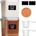 ComSaf Brown Sugar Container Set of 2 (2.5L/2.6Qt), Airtight Food Storage Containers with Lids and Terra Cotta Brown Sugar Saver, Plastic Canisters Sets for Kitchen, Pantry Organizer for Flour, Baking