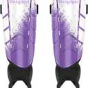 Shin Guards Soccer Youth Kids Boys Girls Toddler Shin Pads Child EVA Cushion Protection Reduce Shocks Injurie Calf Protective Gear Suitable for 4 5 6 7 8 9 10 11 12 Years Old (Small, Purple+White Ankle)