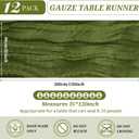 12 Pack Cheesecloth Table Runner 35 x 120 inch Long Boho Cheese Cloth Gauze Table Runners Semi Sheer Table Runner for Wedding Decor, Bridal Shower, Birthday Party (Olive Green)
