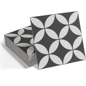 INNO STICKERS 16-Sheet Peel and Stick Floor and Wall Tile for Bathroom Kitchen Shower, 9" x 9" Gray Coin SPC Self-Adhesive Vinyl Flooring, Patterned Groutable Backsplash Tile, Cover 9.12 Sq Ft.