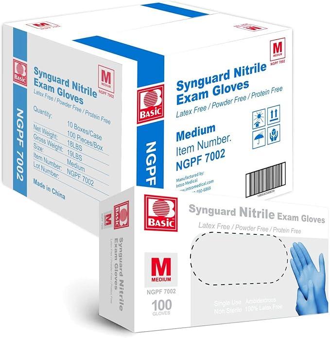 Jointown Basic Medical Blue Nitrile Exam Gloves - Latex-Free & Powder-Free for Medical, Cleaning, Cooking, Food Safe- NGPF7002 (Case of 1,000), Medium