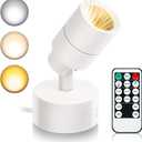 LED Spot Lights Indoor, 5W Uplighting with Remote Control Dimmable & Timer, Uplights Indoor Floor Spotlights with 3 CCT, Accent Lighting Stick on Wall Light for Plants Picture Artwork, White (1-Pack)