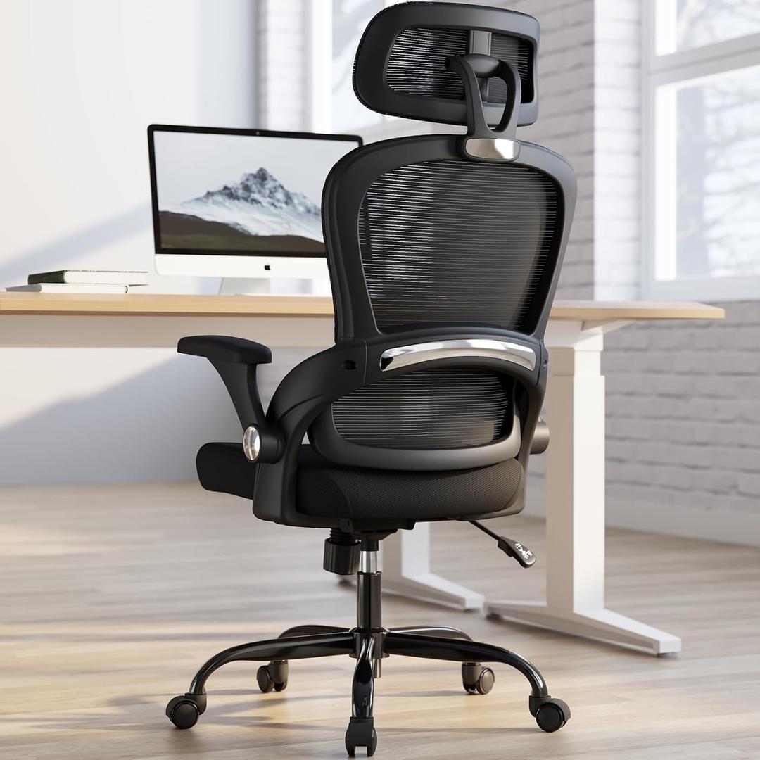 TRALT Office Chair - Ergonomic Office Chair with Back Support, Computer Chair - Home Office Desk Chair, 330 lbs Wide Seat Big and Tall Office Chairs with Headrest, Comfy Desk Chairs (Black), 22 in x 25 in x 50 in