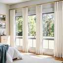 jinchan Linen Smei Sheer Curtains 90 Inch Length 2 Panels Set Light Filtering Window Curtains for Living Room Bedroom Farmhouse Drapes for Home Decor Drapes, Back Tab, Linen Natural, 50W x 90L