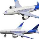 OTONOPI Airplane Toys Bump And Go Airlines Die Cast, Metal Model Plane Toy With Lights And Sounds For Kids, Blue