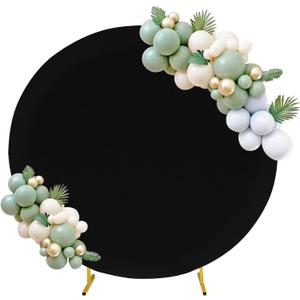 7.2FT Round Spandex Fitted Wedding Arch Cover for Circle Arch Stand, Thick Spandex Fabric Adjustable Round Arch Backdrop Cover for Wedding Birthday Party Baby Bridal Shower DecorBlack