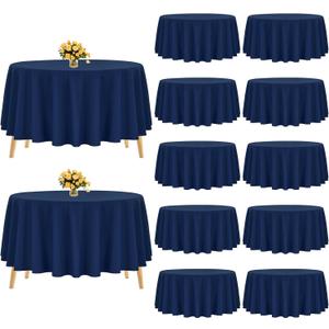 Pesonlook 12 Pack Round Tablecloth Navy Blue 120 Inch Washable Fabric Round Table Cover for Wedding/Party/Banquet/Dining/Buffet Table