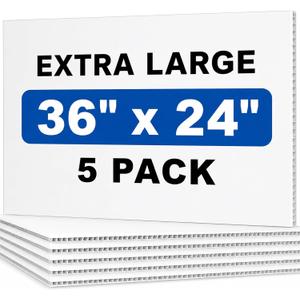 Corrugated Plastic Board 24 x 36 Inch, Waterproof White Corrugated Plastic Sheet Poster Board Custom Blank Yard Signs for Outdoor Estate Garage Sale, Birthday Party, Parking, Guidepost, 5 Pcs