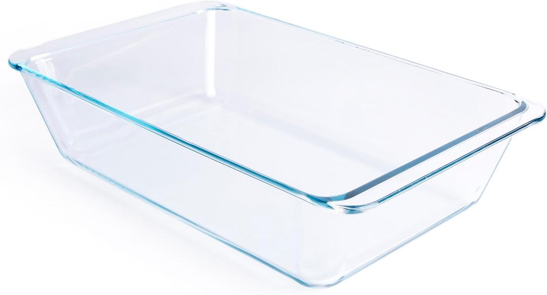 Deep Clear Glass Baking Dish, Rectangular Tempered Glass Baking Pan, The Largest casserole dish. -5.4 Liter