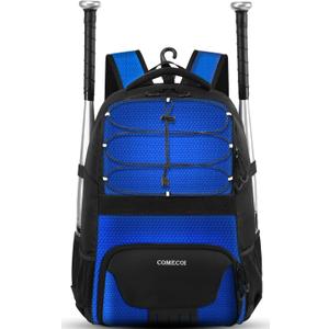 COMECOI Softball Bag, Lightweight Baseball Backpack with Shoes Compartment, Baseball Bat Bags with Fence Hook for TBall Bat & Equipment, for Batting Mitten, Helmet, for Girls, Boys, Youth, Adults