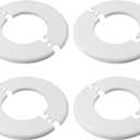 Antrader 4 Pack ABS Round Escutcheon Plate Plastic Wall Hole Decoration Cover Wall-Mounted Water Pipe Cover Round Shower Faucet Decorative Cover, 2.52" ID x 5.08" OD,White