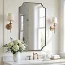 ANDY STAR Brushed Bronze Mirror, 24"x40" Bathroom Vanity Mirror, Scalloped Rectangle Mirror with Rust-Proof Stainless Steel 1" Frame, Hangs Vertically or Horizontally