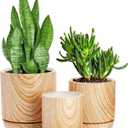Dicunoy Set of 3 Ceramic Planters - 6"/5"/4" Cylinder Flower Pots with Drainage Holes and Saucers for Indoor, Outdoor, Garden, Cactus, Herbs, Snake Plants, Aloe Vera, All House Plants